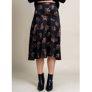 Style & Co - Black/Pink Floral Midi Skirt